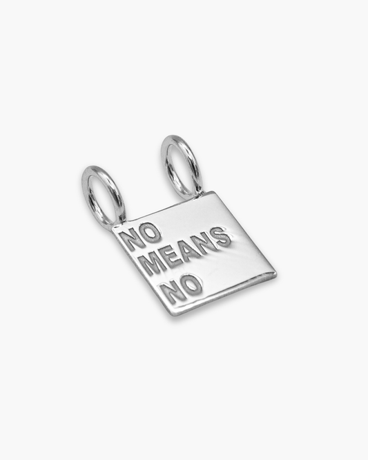 No Means No Necklace Charm Silver