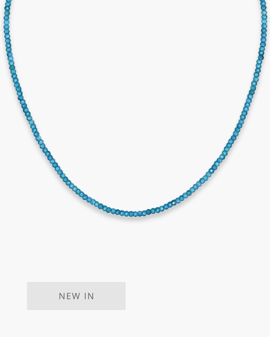 Ocean Blue Beaded Necklace Gold
