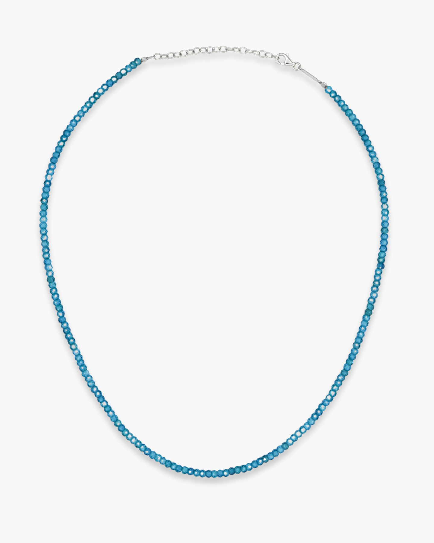 Ocean Blue Beaded Necklace Silver