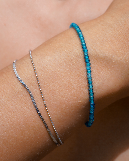 Ocean Blue Beaded Bracelet Gold