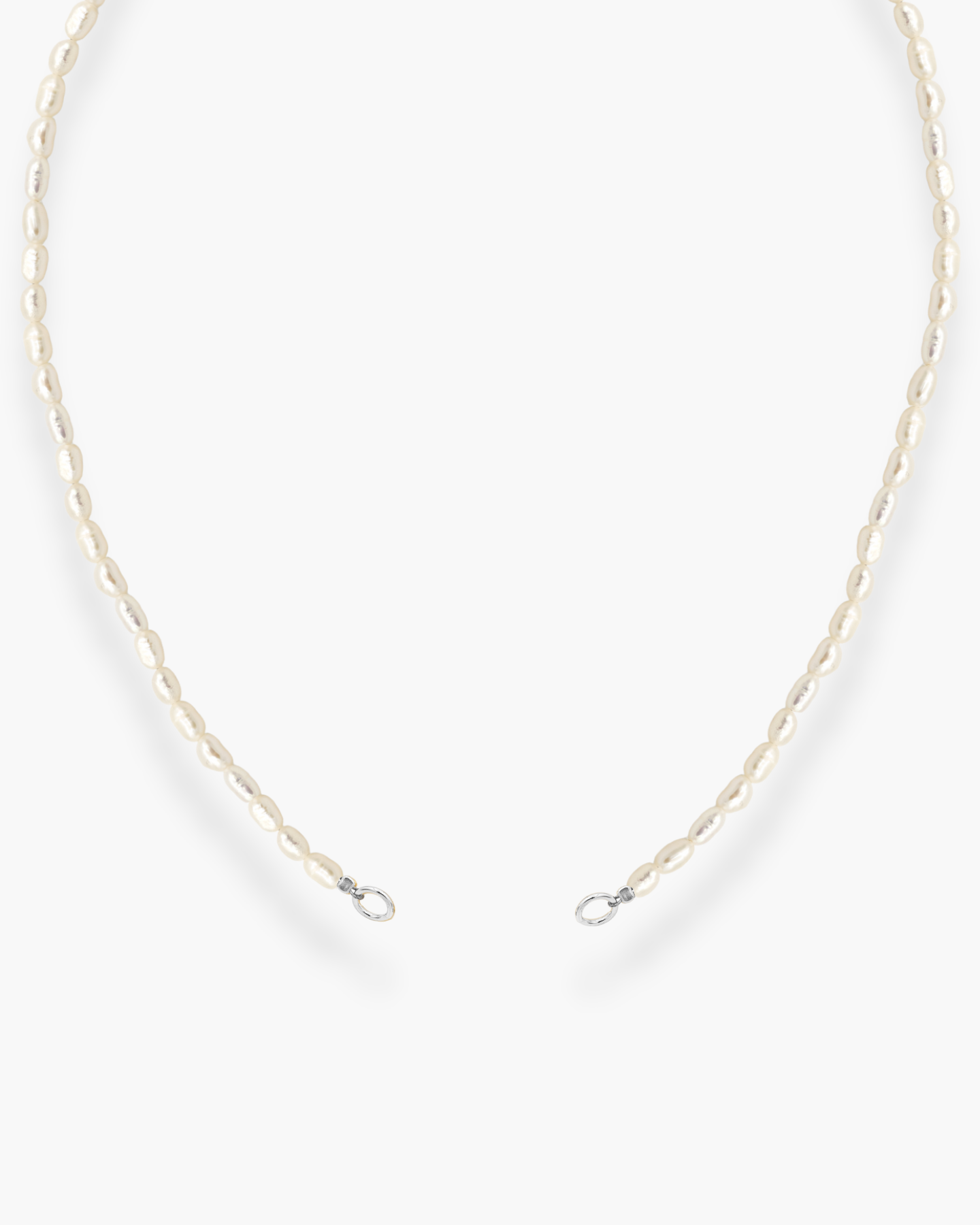 Open Front Pearl Necklace Silver