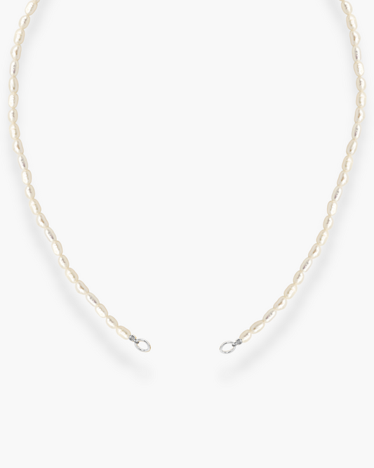 Open Front Pearl Necklace Silver