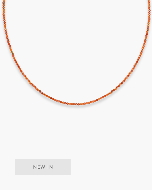 Orange Beaded Necklace Gold