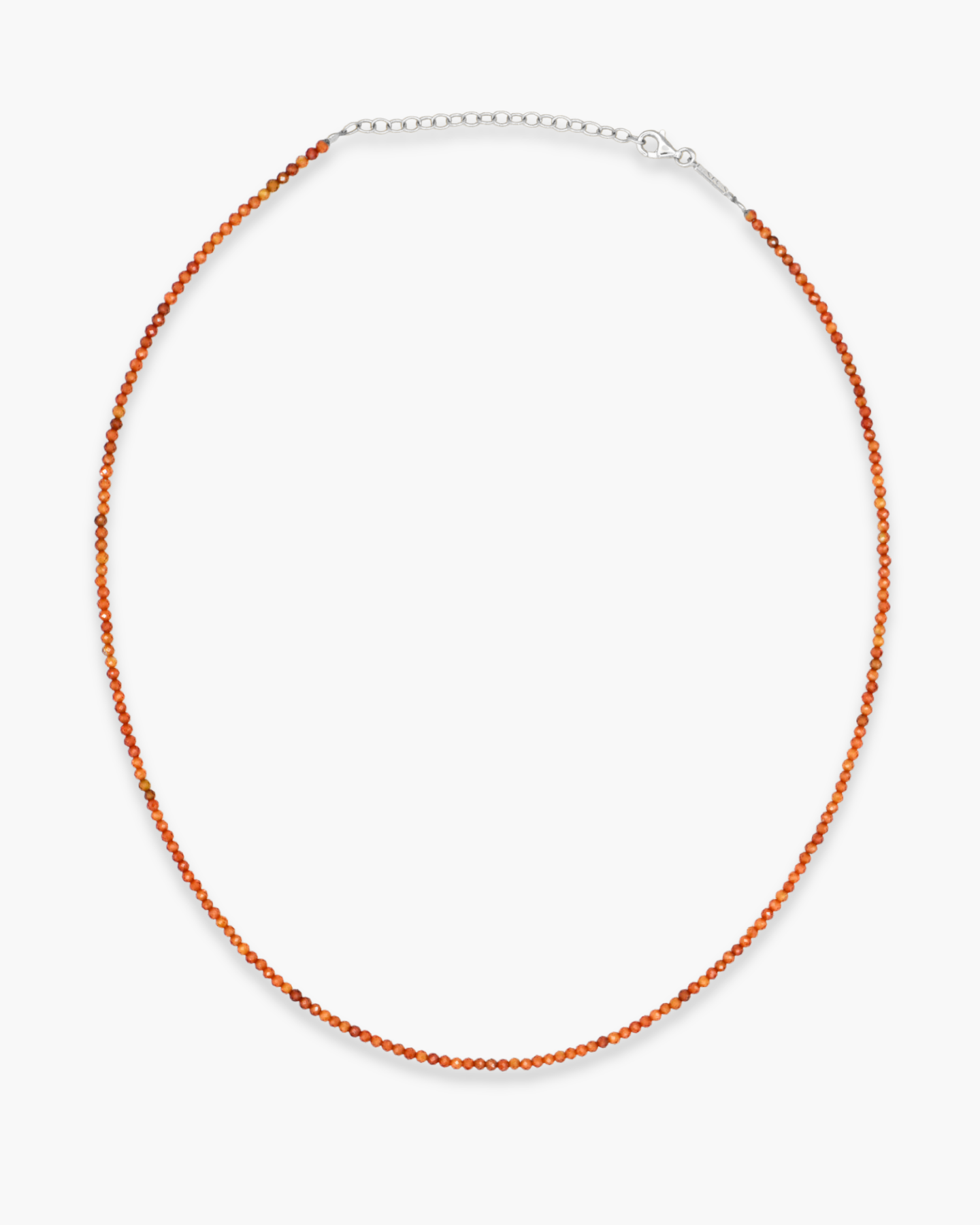 Orange Beaded Necklace Silver