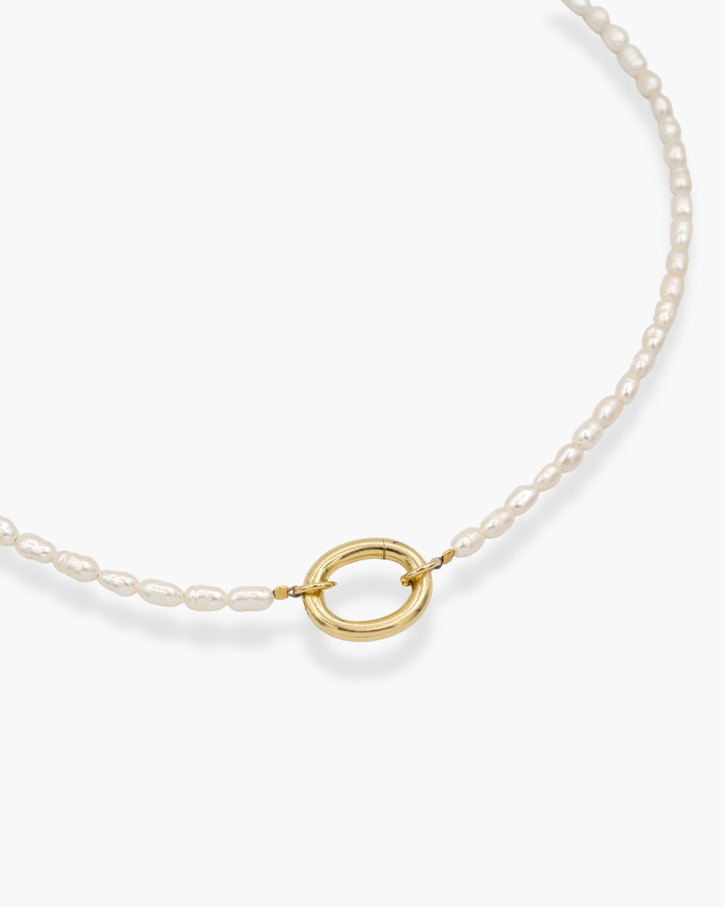 Open Front Pearl Necklace Gold