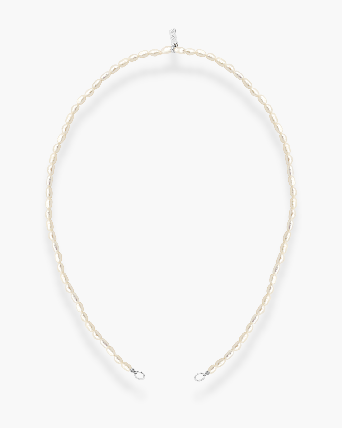 Open Front Pearl Necklace Silver