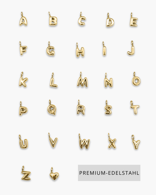 Tiny Puffed Up Letter Charm Gold