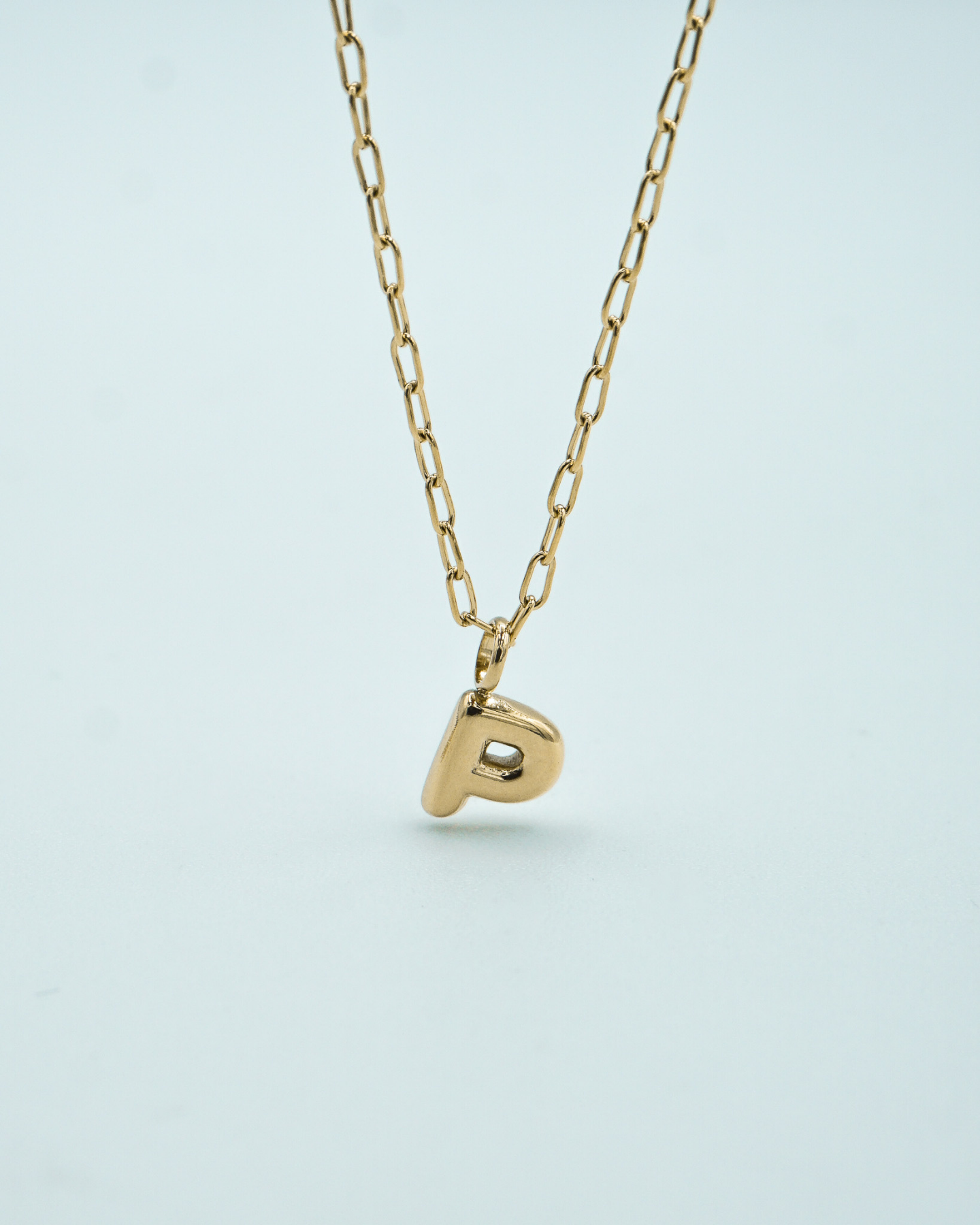 Tiny Puffed Up Letter Charm Gold