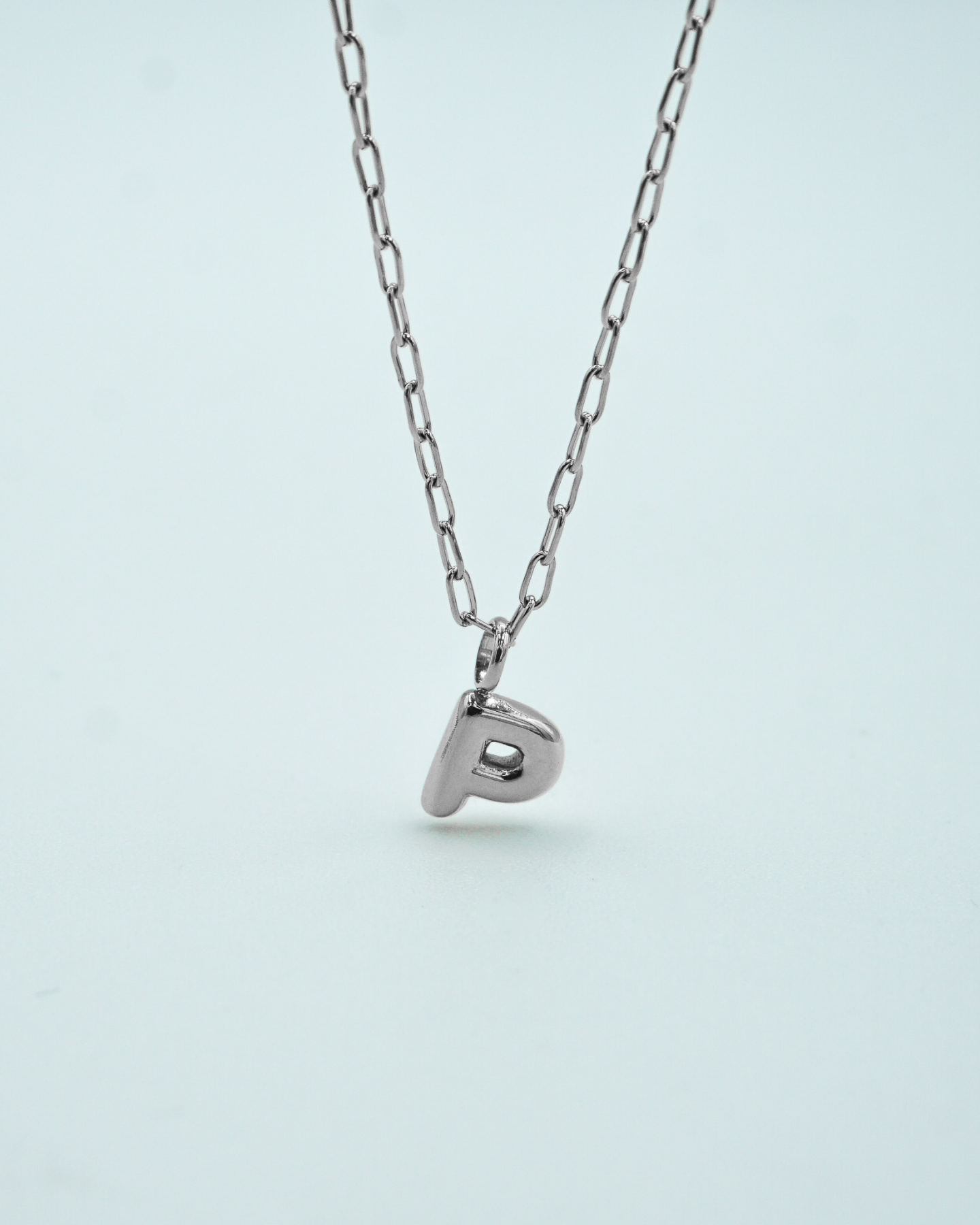 Tiny Puffed Up Letter Charm Silver