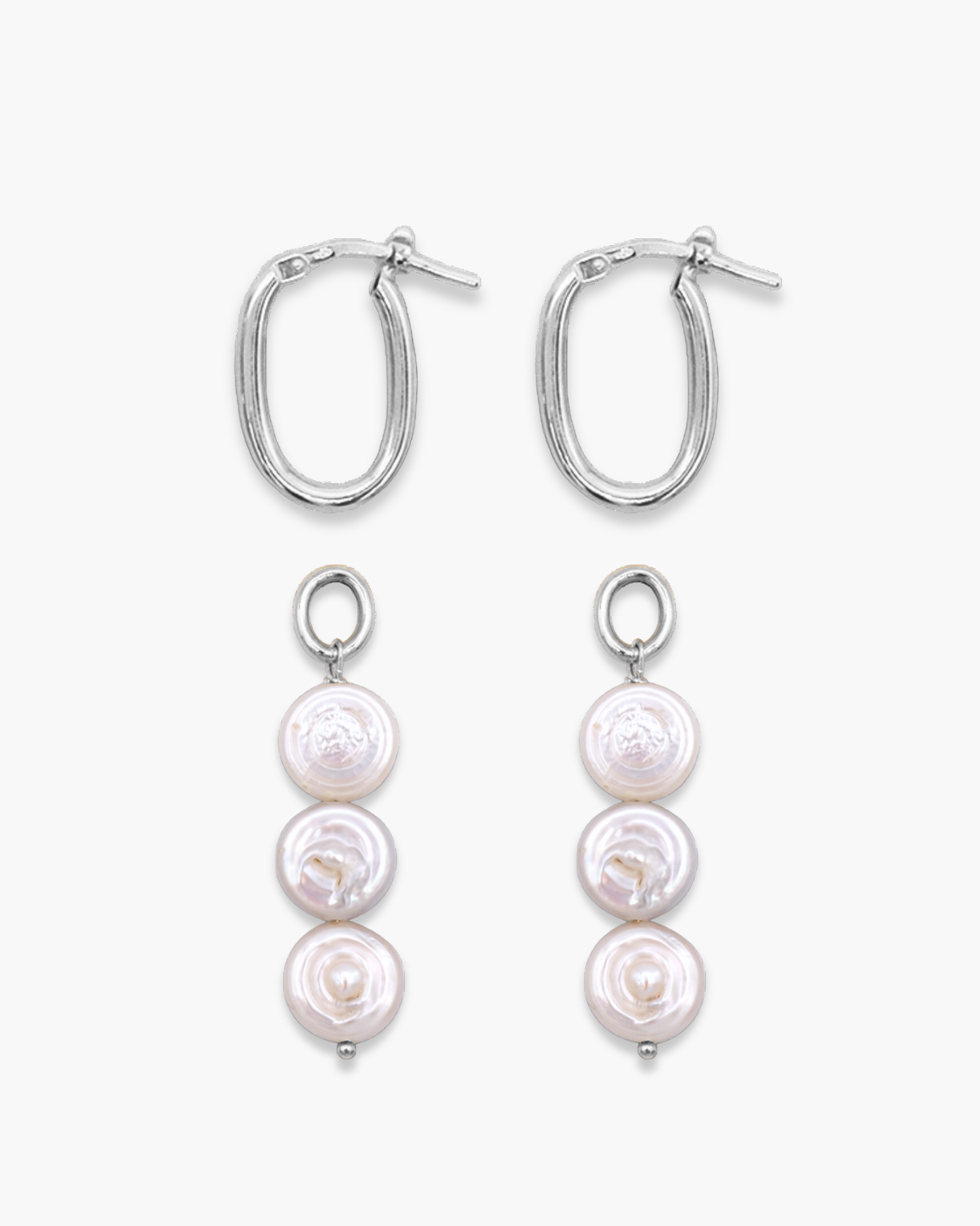 Pancake Pearl Earrings Silver