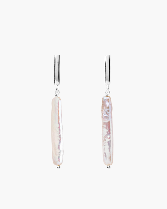 Pole Pearl Earrings Silver