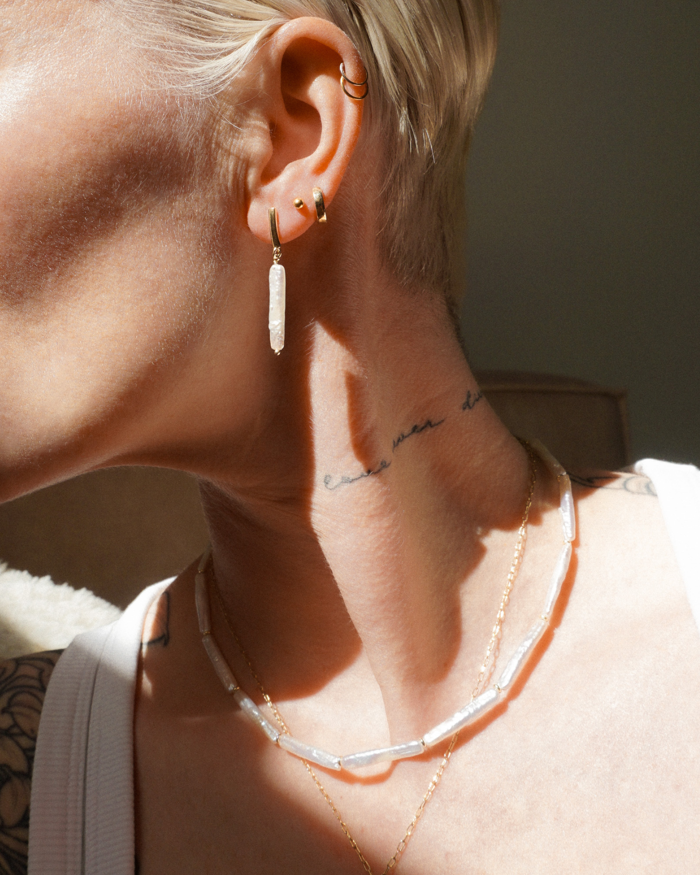 Pole Pearl Earrings Silver