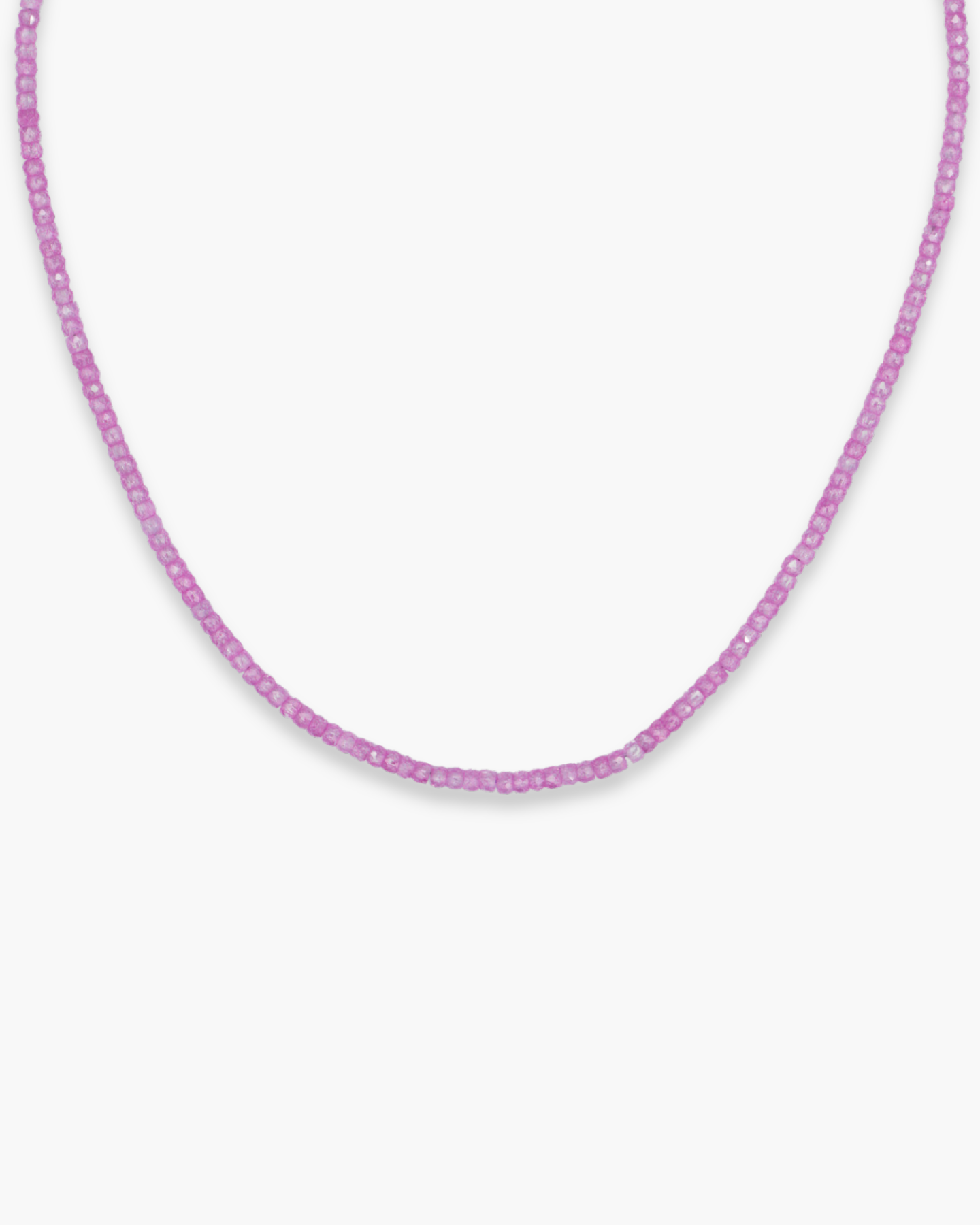 Purpley Pink Beaded Necklace Silver