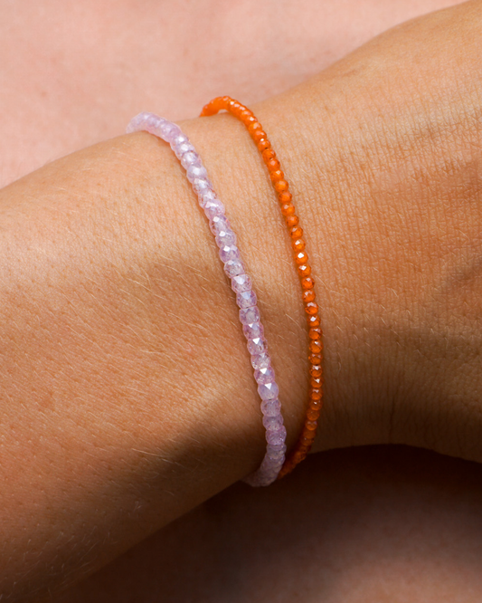 Orange Beaded Bracelet Silver