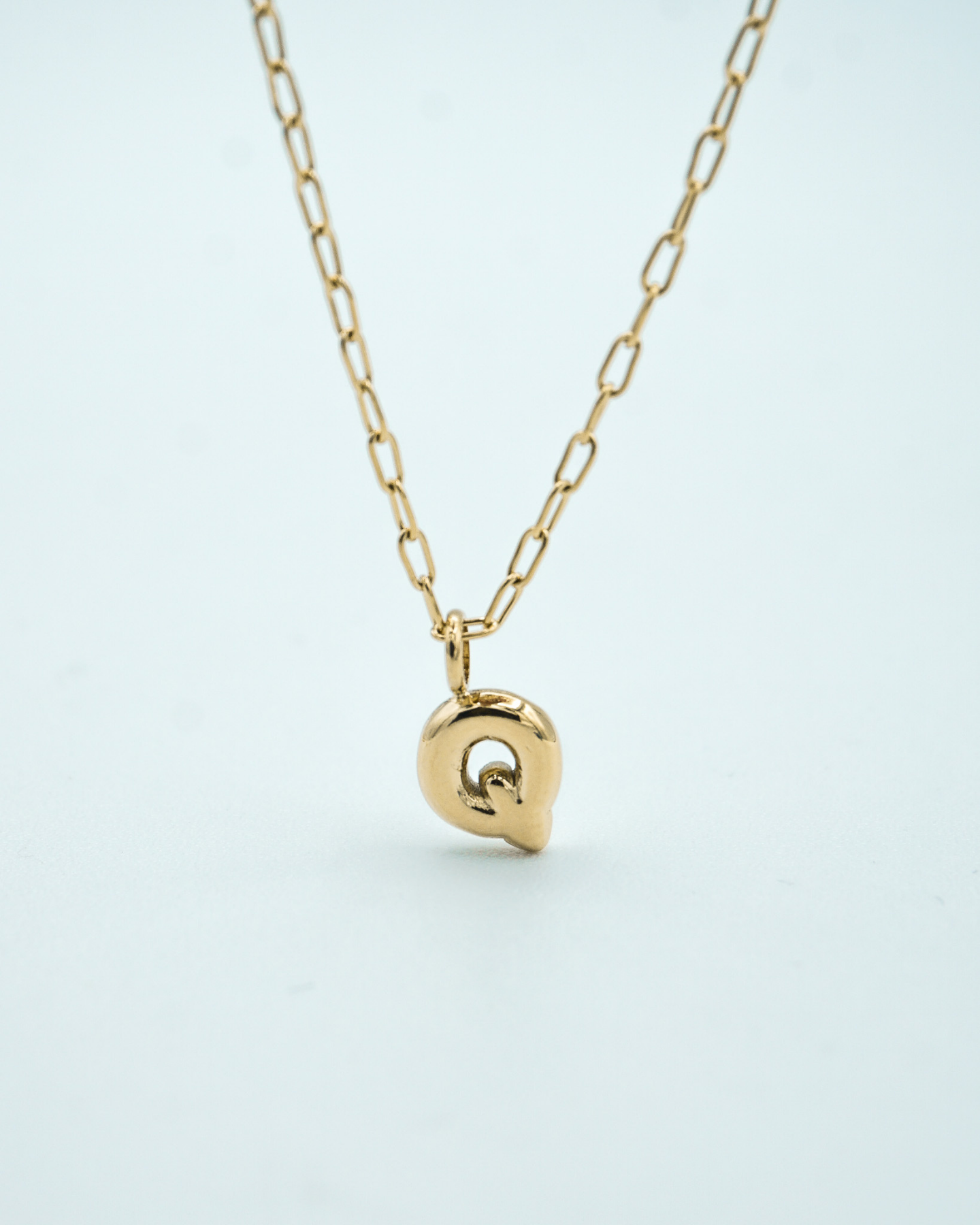 Tiny Puffed Up Letter Charm Gold