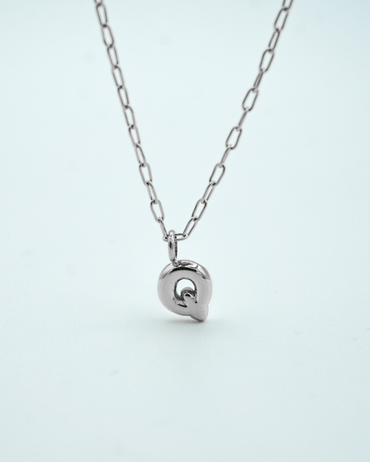 Tiny Puffed Up Letter Charm Silver