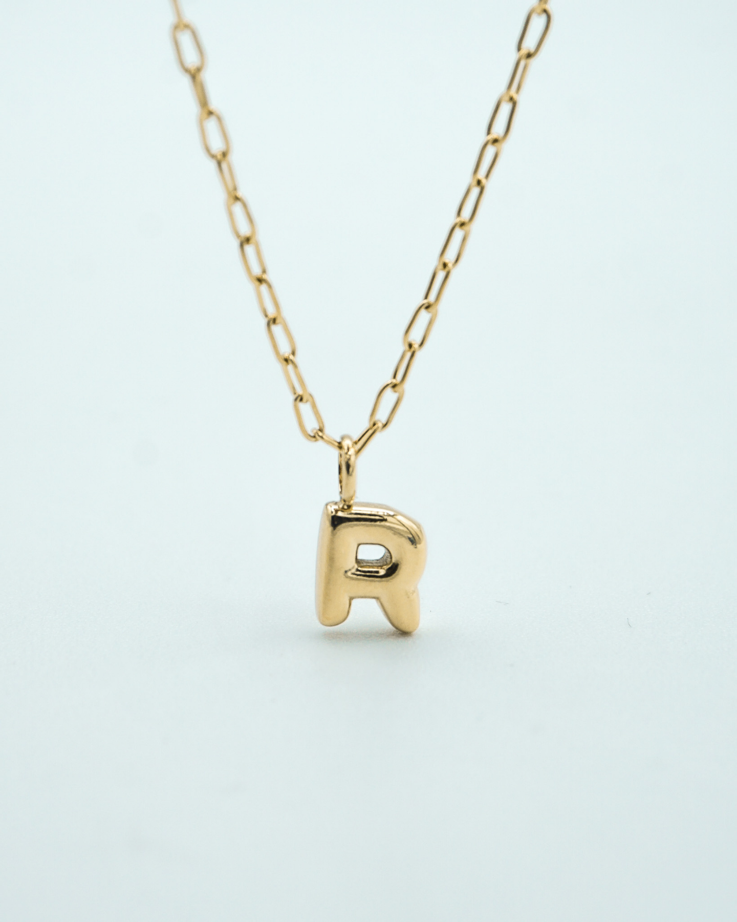 Tiny Puffed Up Letter Charm Gold