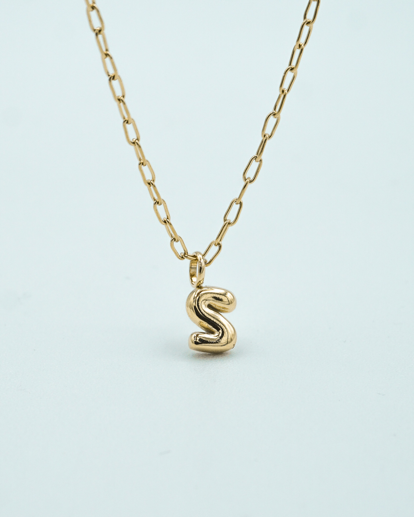 Tiny Puffed Up Letter Charm Gold