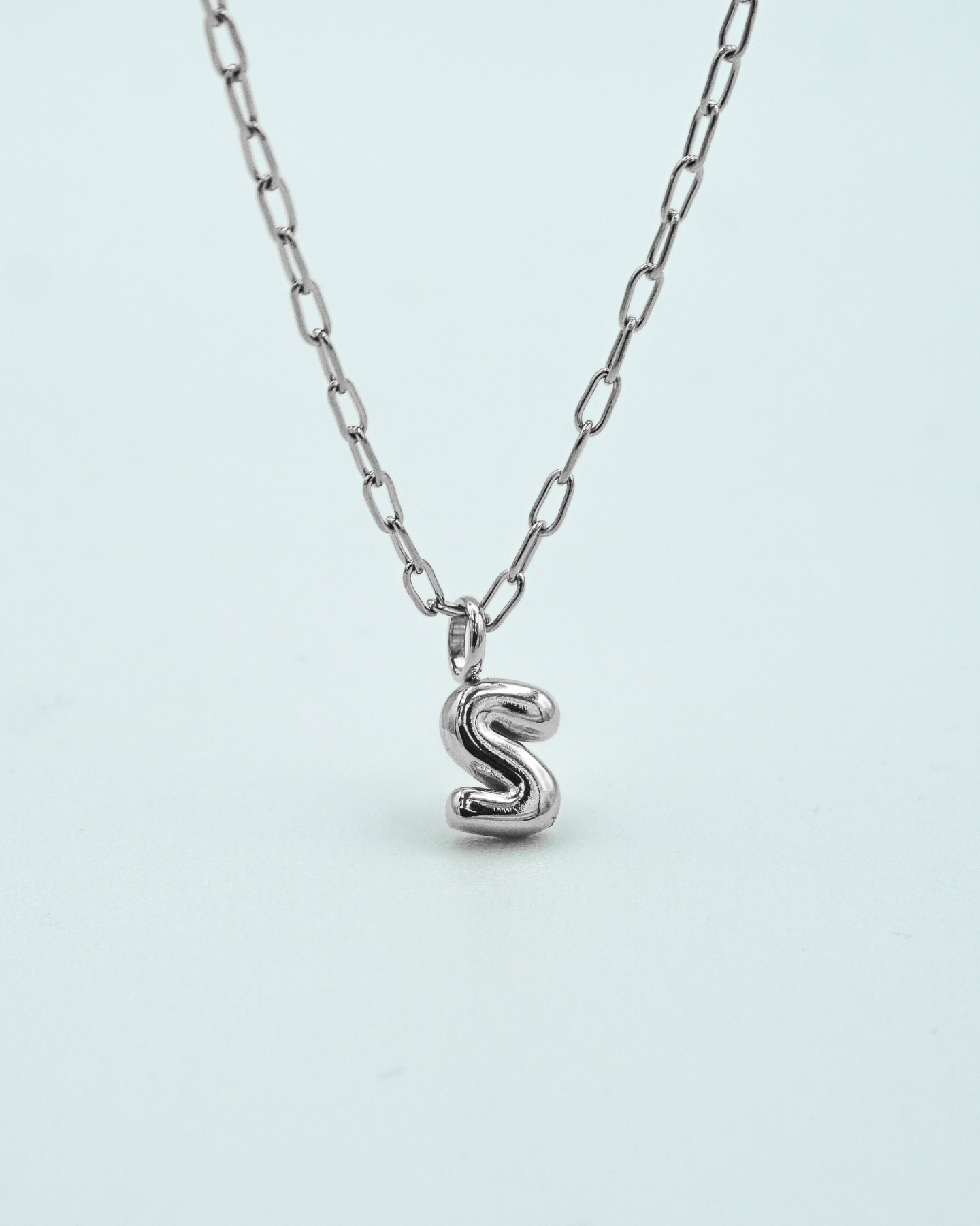 Tiny Puffed Up Letter Charm Silver