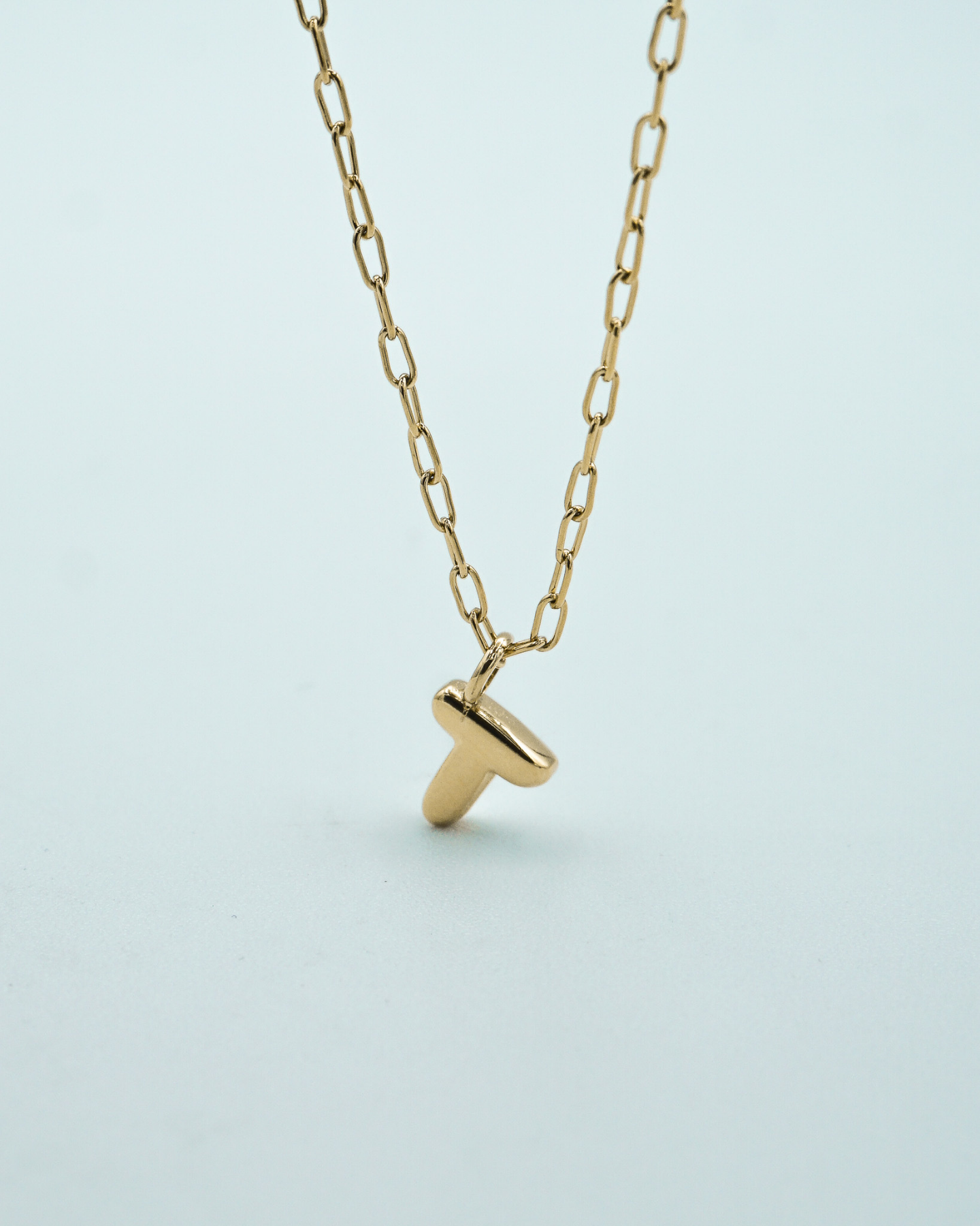 Tiny Puffed Up Letter Charm Gold