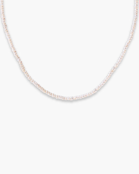 Tiny Freshwater Pearl Necklace Gold