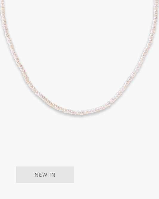 Tiny Freshwater Pearl Necklace Gold