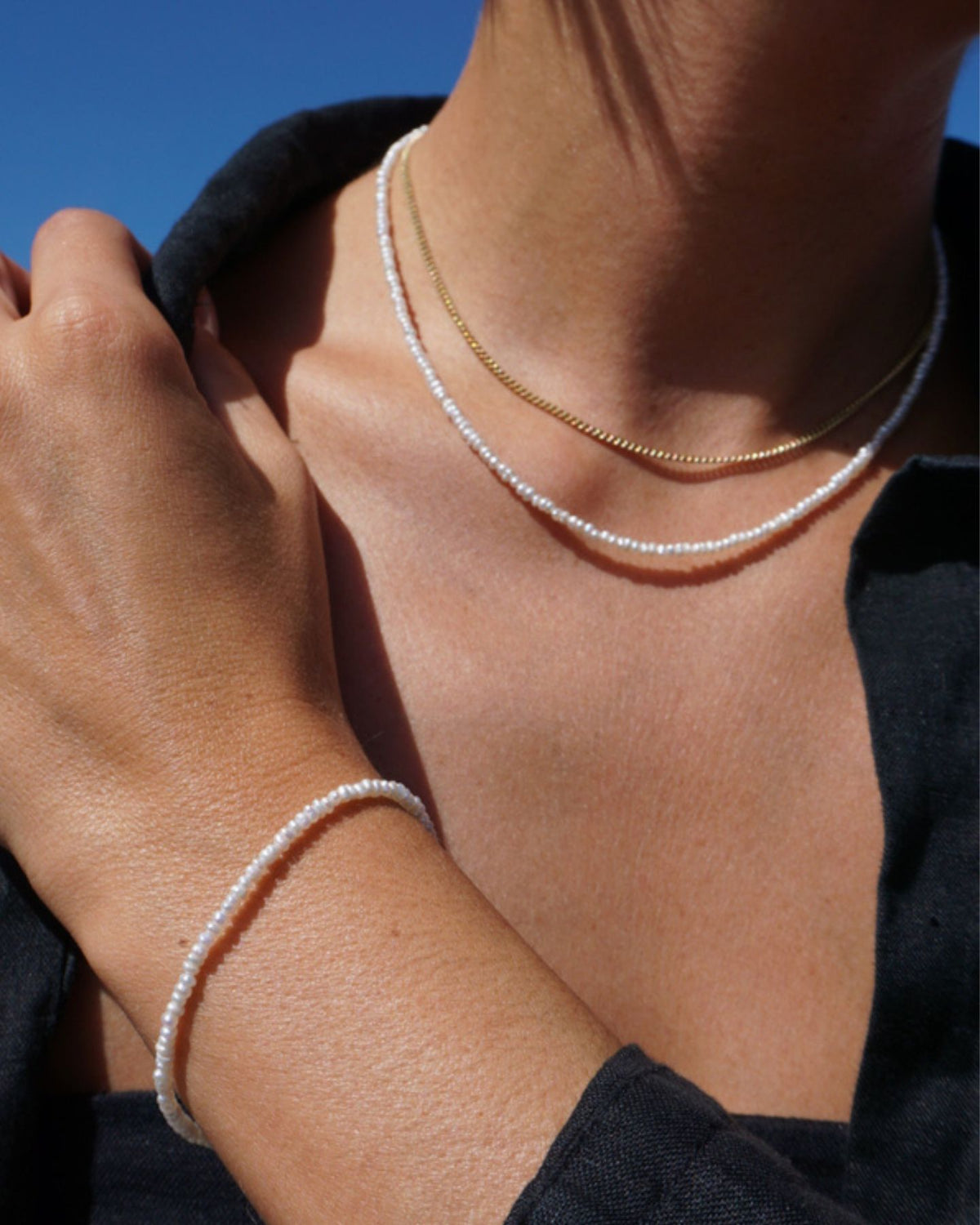 Tiny FreshwaterPearl Necklace Silver