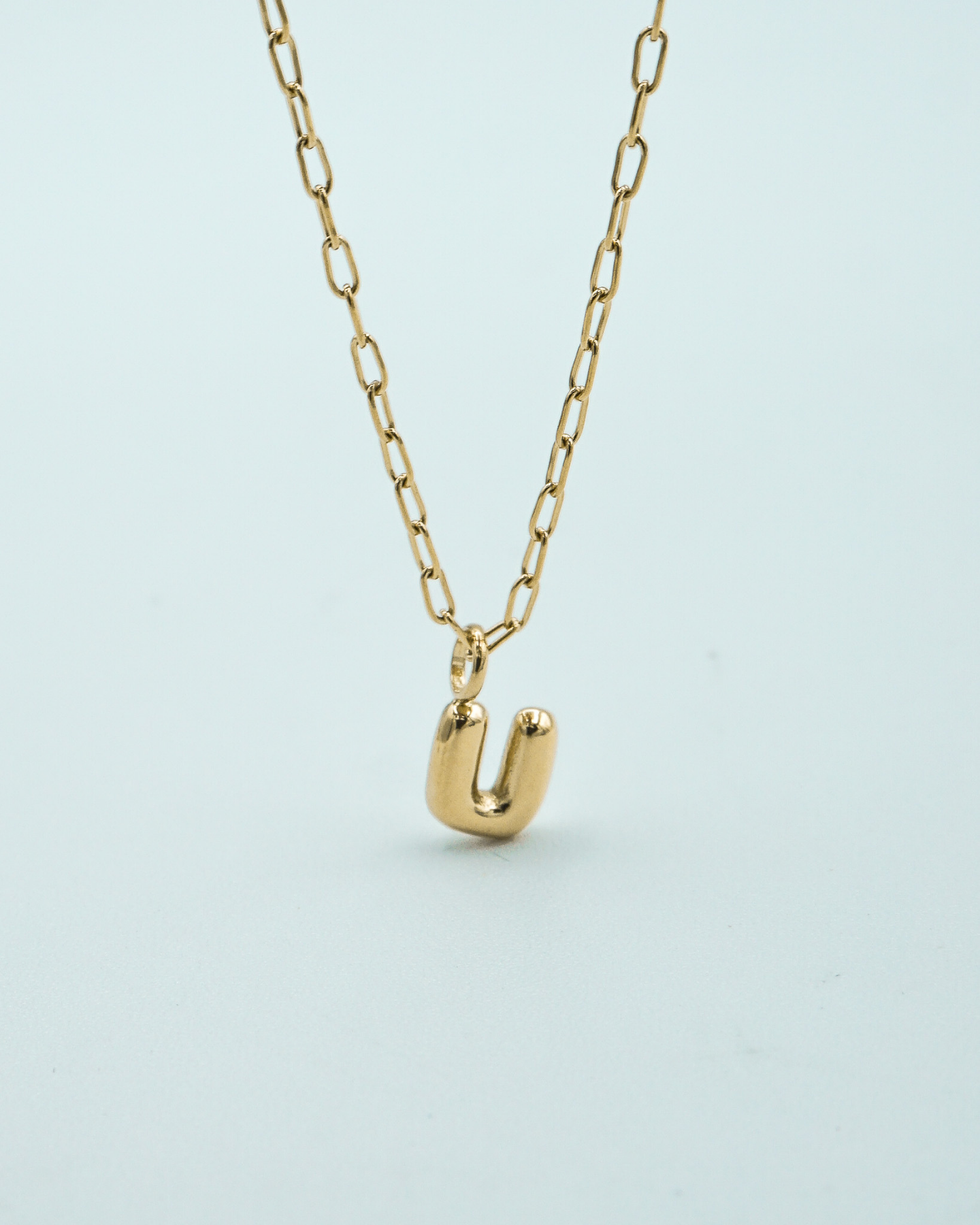 Tiny Puffed Up Letter Charm Gold