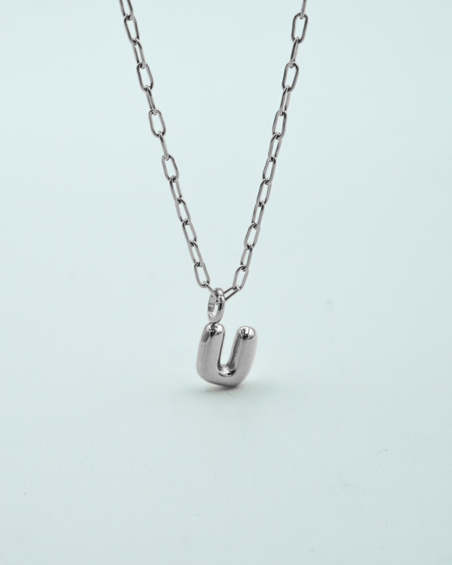 Tiny Puffed Up Letter Charm Silver