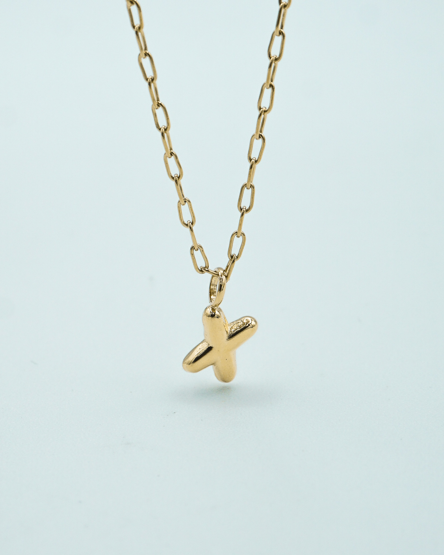 Tiny Puffed Up Letter Charm Gold