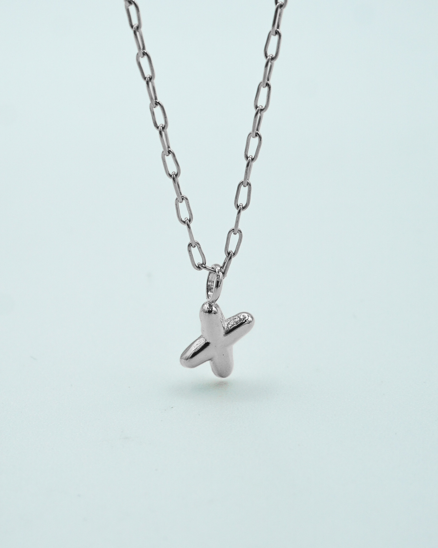 Tiny Puffed Up Letter Charm Silver