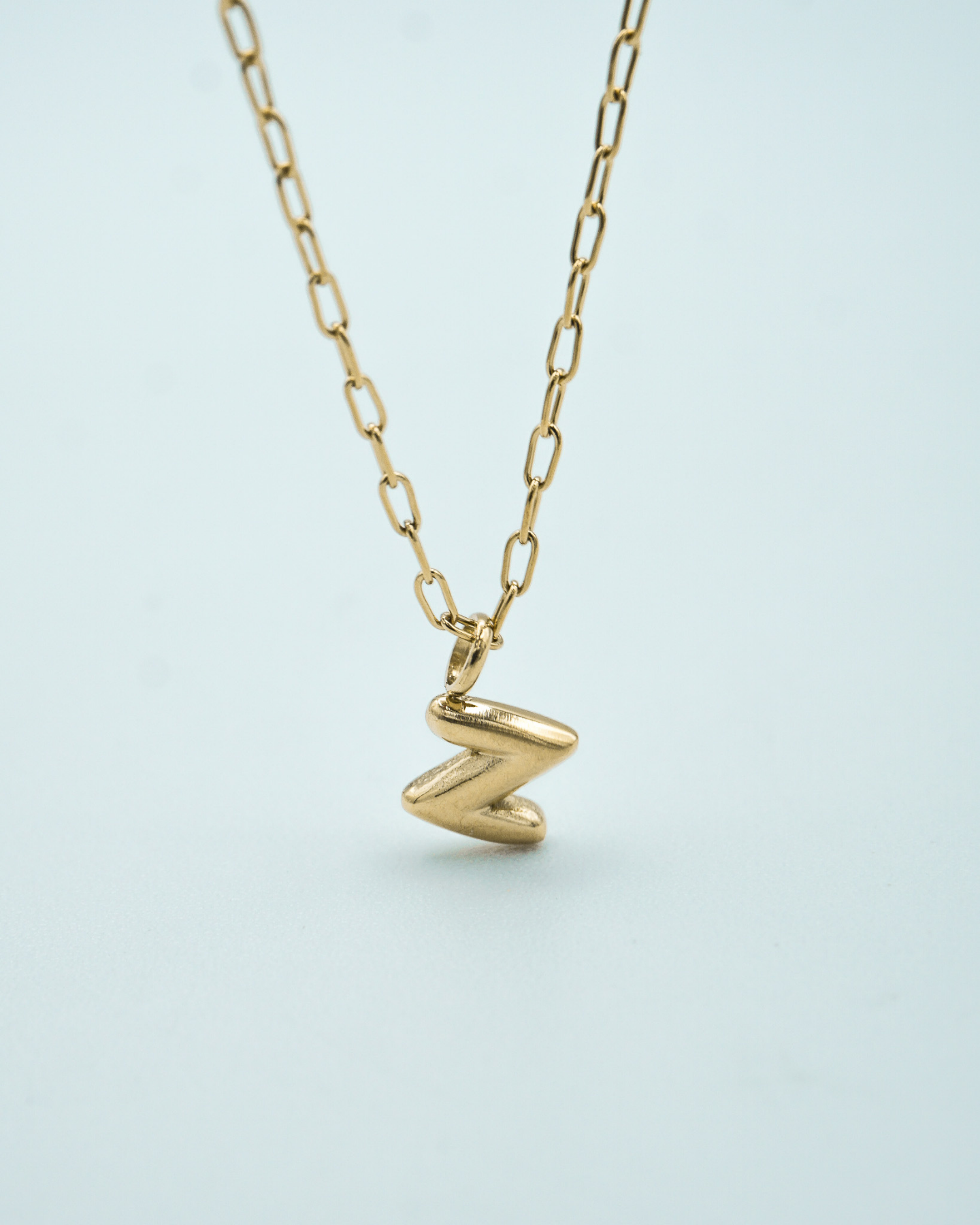 Tiny Puffed Up Letter Charm Gold