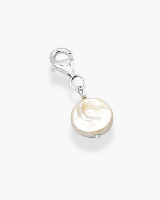Pancake Pearl Necklace Charm Silver