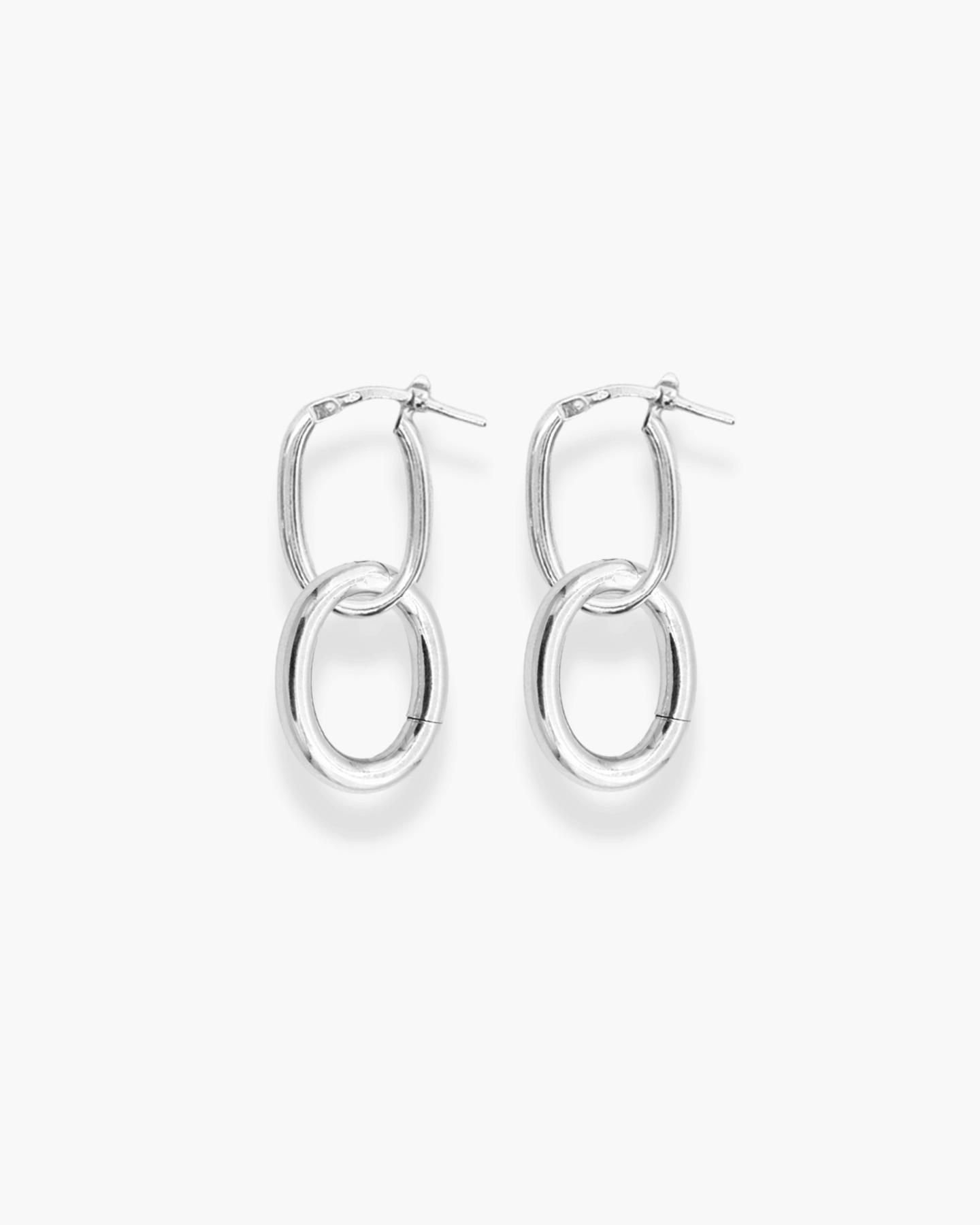 Infinite Oval Clasp Hoops Pair Silver