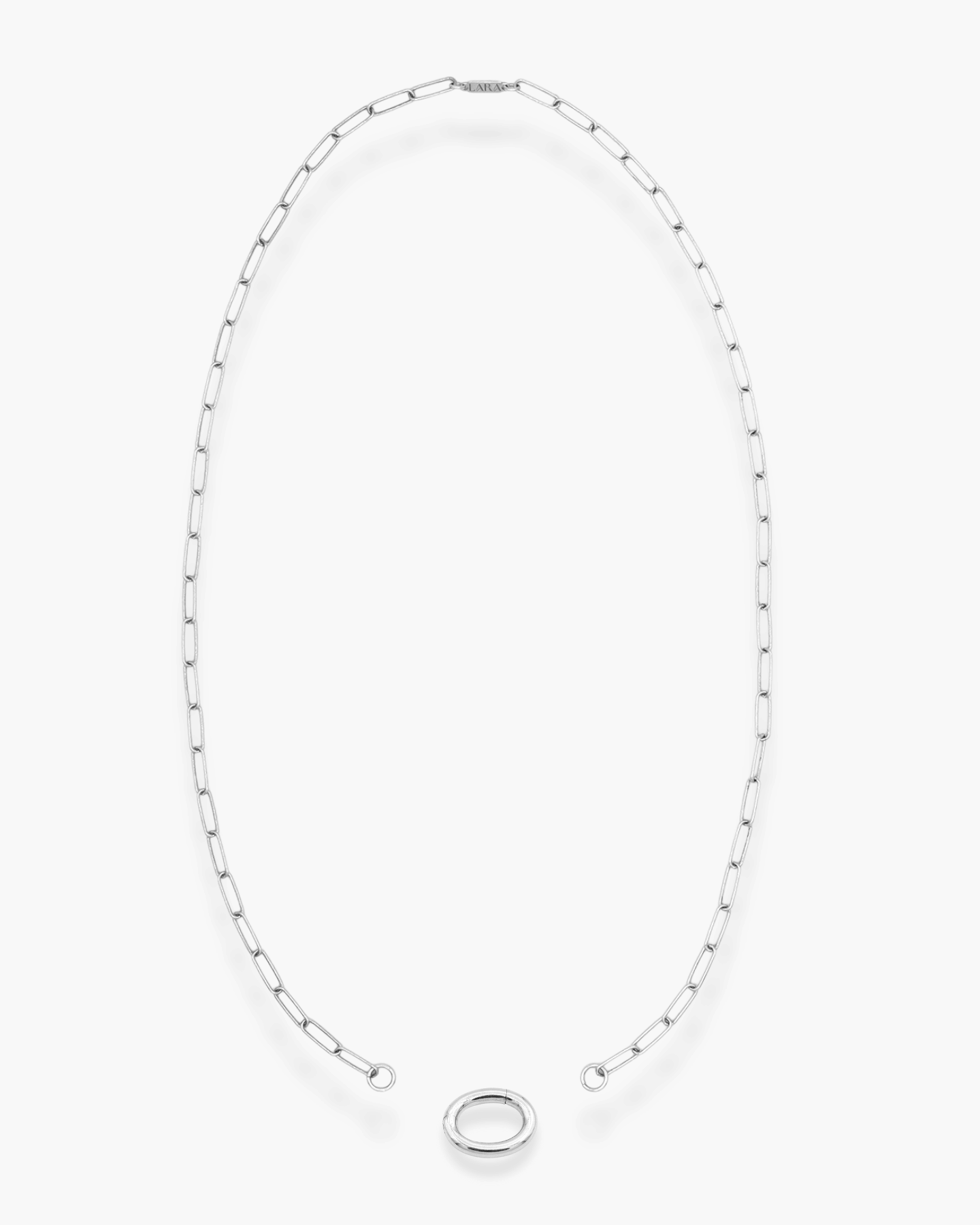 Oval Front Clasp Necklace Silver