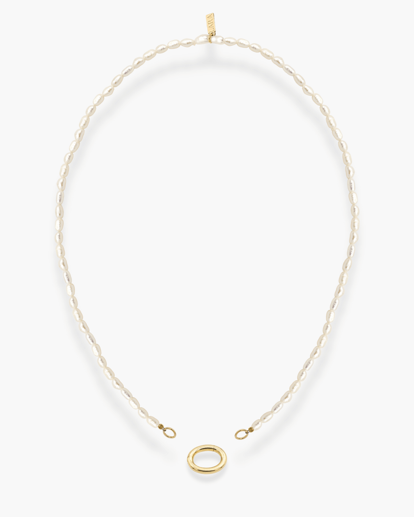 Oval Front Clasp Pearl Necklace Gold